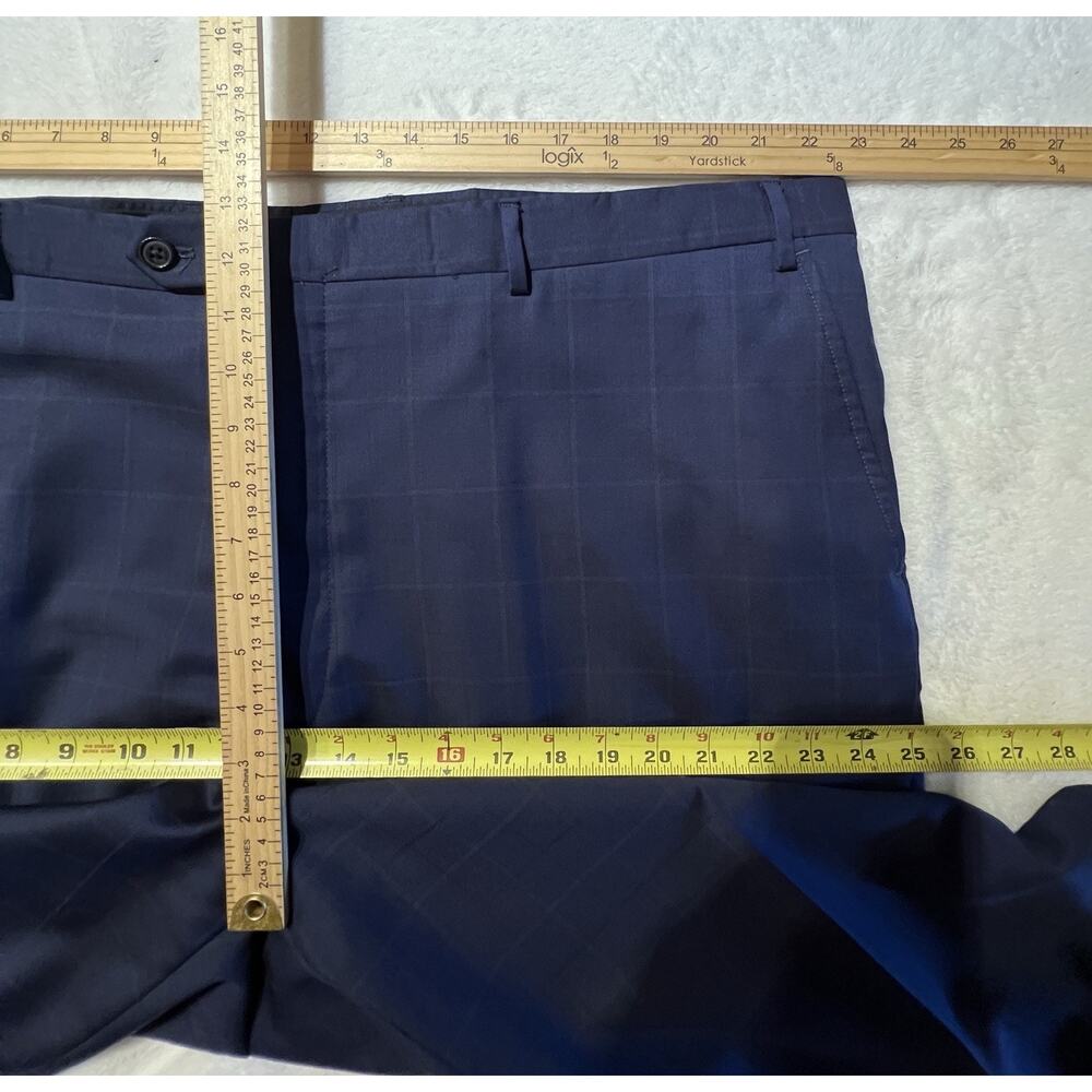Jos A Bank Reserve REDA 50L 45x31 Royal Cobalt Blue Plaid Suit Italian Wool 130s - Picture 15 of 16